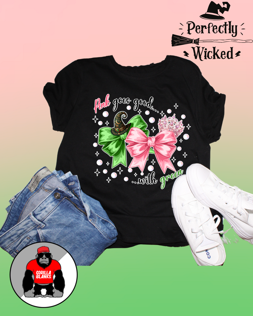 Ready to Press Transfer- Movies-Wicked -Pink goes good with green