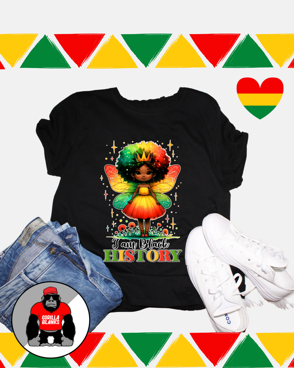 Ready to Press Transfer-Black History- I am Black History- Rainbow girl