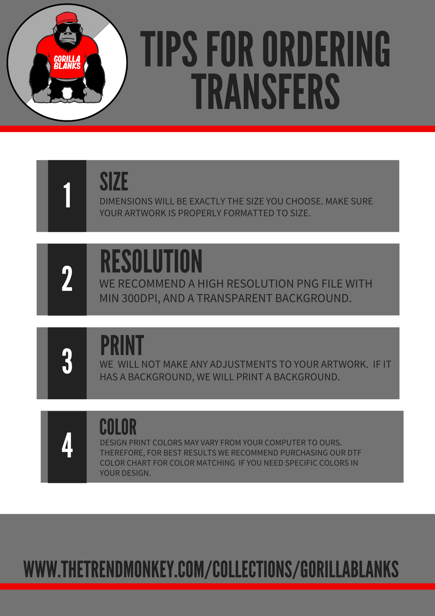 Gorilla Blanks DTF Transfer Gang Sheet- Gang Sheet builder
