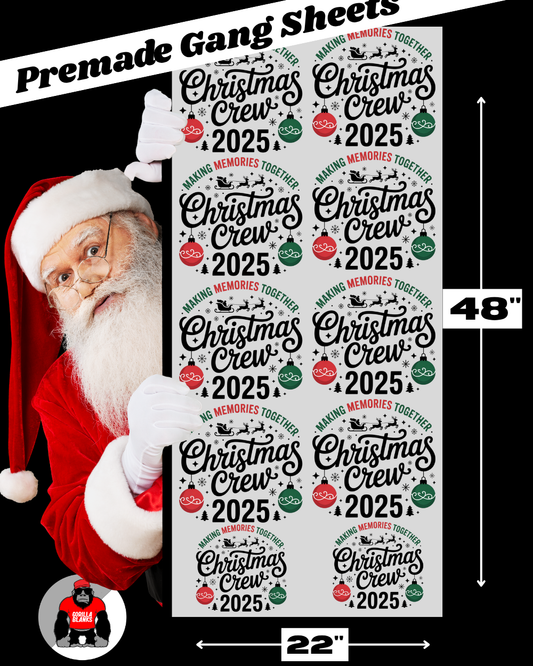 Premade Gang Sheets- Christmas Crew 2025 Gang Sheet DTF Transfers