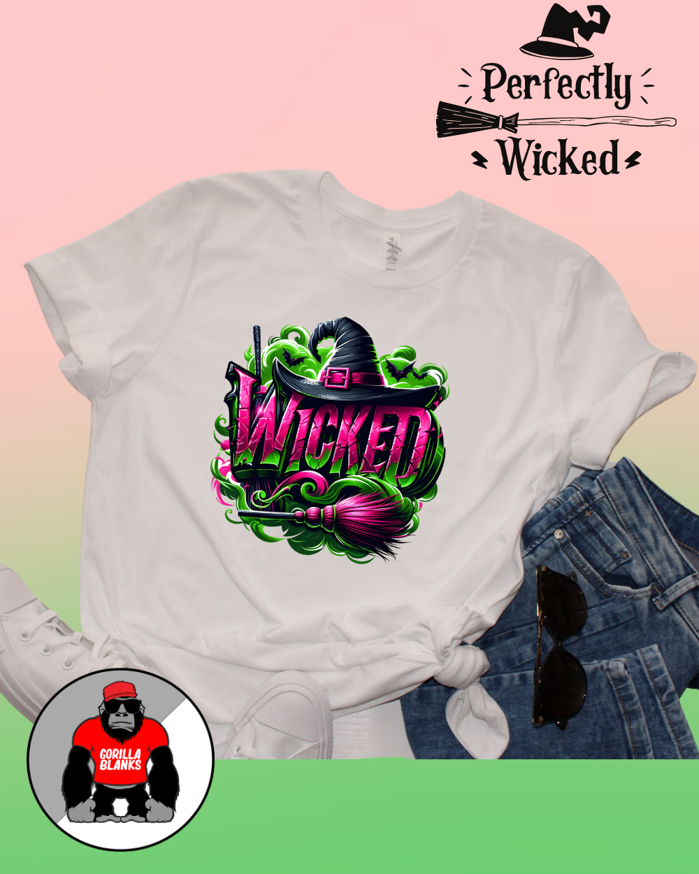 Ready to Press Transfer- Movies-Wicked -Pink Wicked with Hat