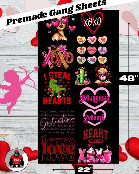 Premade Gang Sheets- Valentine's Gang Sheet DTF Transfers
